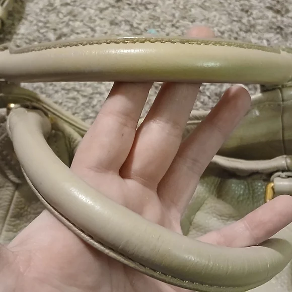 ✨ Marc by Marc Jacobs Classic Q Workwear Leather Satchel Tote Bag Beige Cream - Picture 13 of 16